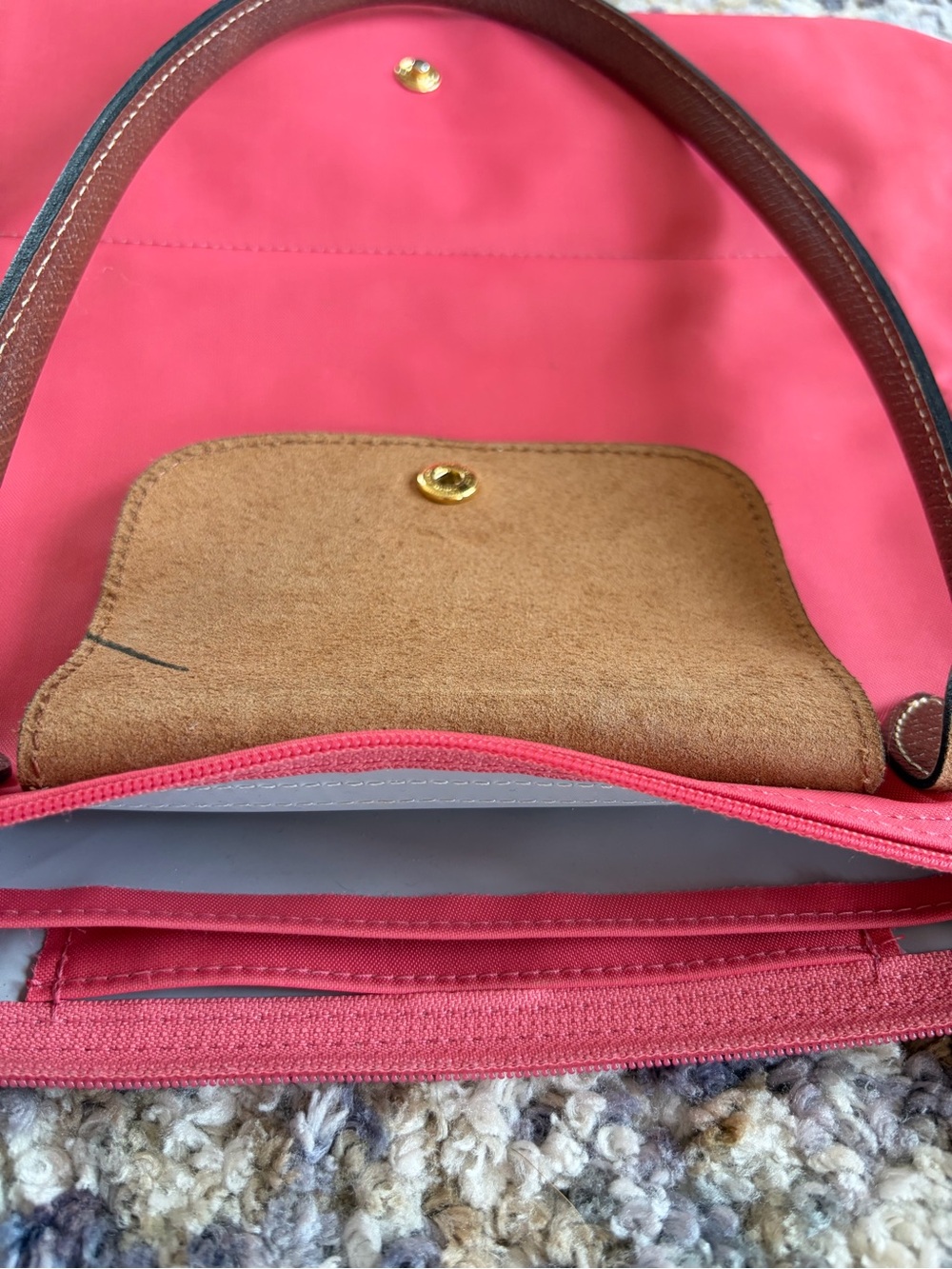 Longchamp Large Le Pliage Tote Grenadine Pink + Bonus Bag Organizer - Picture 9 of 15